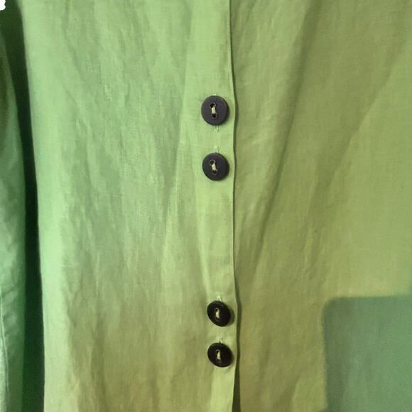 Habitat Tunic Top Green 100% Linen Preshrunk USA XL Minimalist Casual Coastal - Picture 12 of 12